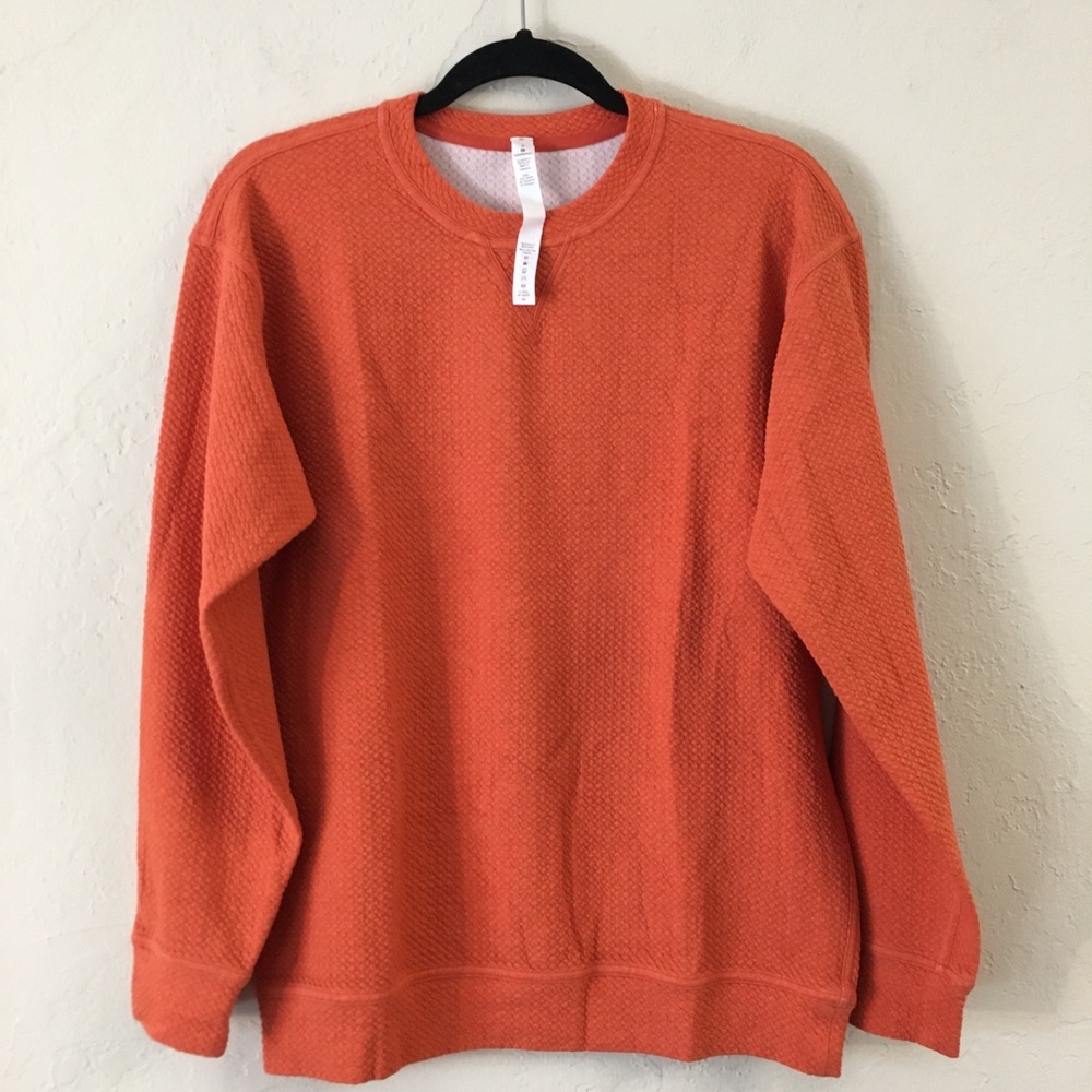 Lululemon All Yours Crewneck Sweatshirt 8 Orange Textured Oversized Loun… - Picture 3 of 10